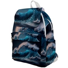 Tsunami Waves Ocean Sea Water Rough Seas 2 Top Flap Backpack by Pakemis