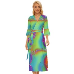 Modern Abstract Liquid Art Pattern Midsummer Wrap Dress by GardenOfOphir