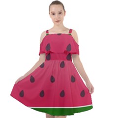 Watermelon Fruit Summer Red Fresh Food Healthy Cut Out Shoulders Chiffon Dress by Wegoenart