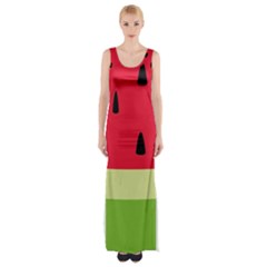 Watermelon Fruit Food Healthy Vitamins Nutrition Thigh Split Maxi Dress by Wegoenart