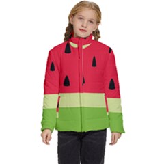 Watermelon Fruit Food Healthy Vitamins Nutrition Kids  Puffer Bubble Jacket Coat by Wegoenart