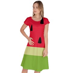 Watermelon Fruit Food Healthy Vitamins Nutrition Classic Short Sleeve Dress by Wegoenart