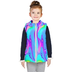 Colorful Abstract Fluid Art Pattern Kids  Hooded Puffer Vest by GardenOfOphir