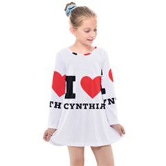 I Love Cynthia Kids  Long Sleeve Dress by ilovewhateva