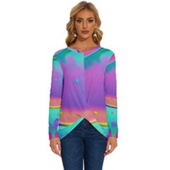 Liquid Art Pattern - Fluid Background Long Sleeve Crew Neck Pullover Top by GardenOfOphir