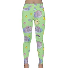 Elephant Sleeping Elephants Background Classic Yoga Leggings by Wegoenart