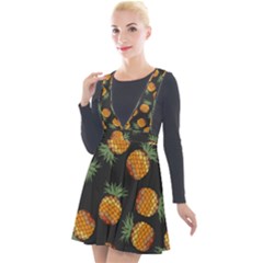 Pineapple Background Pineapple Pattern Plunge Pinafore Velour Dress by Wegoenart