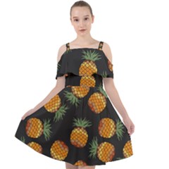 Pineapple Background Pineapple Pattern Cut Out Shoulders Chiffon Dress by Wegoenart