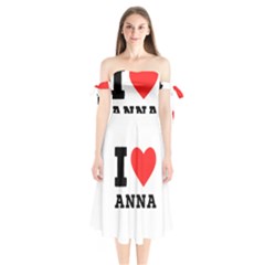 I Love Anna Shoulder Tie Bardot Midi Dress by ilovewhateva