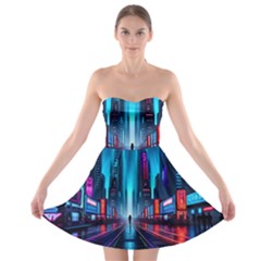 City People Cyberpunk Strapless Bra Top Dress by Jancukart