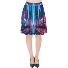 City People Cyberpunk Velvet High Waist Skirt by Jancukart