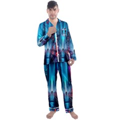 City People Cyberpunk Men s Long Sleeve Satin Pajamas Set by Jancukart