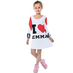 I Love Emma Kids  Long Sleeve Velvet Dress by ilovewhateva