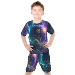 Fantasy People Mysticism Composing Kids  Tee And Shorts Set by Jancukart