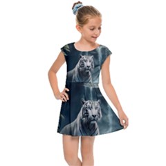 Tiger White Tiger Nature Forest Kids  Cap Sleeve Dress by Jancukart