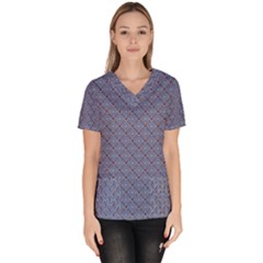 Blue Diamonds Women s V-neck Scrub Top by Sparkle