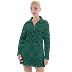 Green Pattern Women s Long Sleeve Casual Dress by Sparkle