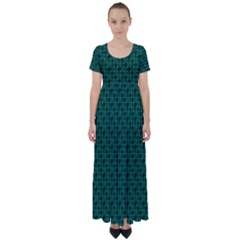 Green Pattern High Waist Short Sleeve Maxi Dress by Sparkle