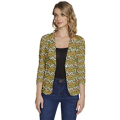 Pattern Women s One-button 3/4 Sleeve Short Jacket by Sparkle