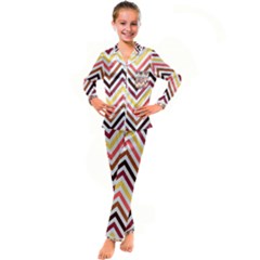 Chevron V Kid s Satin Long Sleeve Pajamas Set by GardenOfOphir