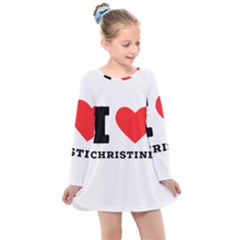 I Love Christine Kids  Long Sleeve Dress by ilovewhateva