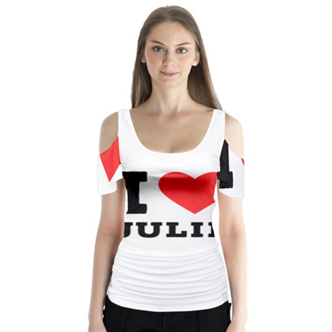 I Love Julie Butterfly Sleeve Cutout Tee  by ilovewhateva