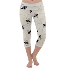 Insects Bees Digital Paper Capri Yoga Leggings by Semog4