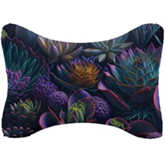 Ai Generated Succulents Flowers Seat Head Rest Cushion by Semog4