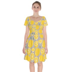 Lemon Background Lemon Wallpaper Short Sleeve Bardot Dress by Semog4