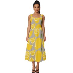 Lemon Background Lemon Wallpaper Square Neckline Tiered Midi Dress by Semog4