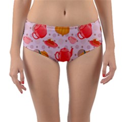 Pumpkin Tea Cup Pie Dessert Reversible Mid-waist Bikini Bottoms by Semog4