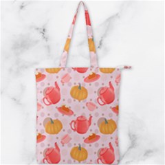 Pumpkin Tea Cup Pie Dessert Double Zip Up Tote Bag by Semog4