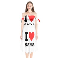 I Love Sara Shoulder Tie Bardot Midi Dress by ilovewhateva