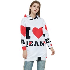 I Love Jean Women s Long Oversized Pullover Hoodie by ilovewhateva