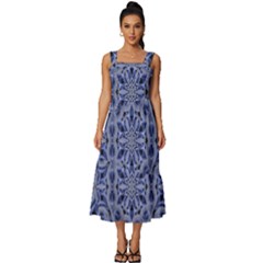 Mandala Pattern Rosette Kaleidoscope Abstract Square Neckline Tiered Midi Dress by Jancukart