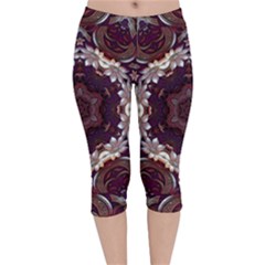 Rosette Kaleidoscope Mosaic Abstract Background Velvet Capri Leggings  by Jancukart