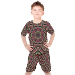 Mandala Rosette Pattern Kaleidoscope Abstract Kids  Tee And Shorts Set by Jancukart