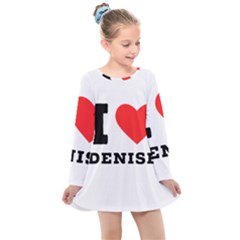 I Love Denise Kids  Long Sleeve Dress by ilovewhateva