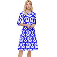 Blue Pretzel Illustrations Pattern Classy Knee Length Dress by GardenOfOphir