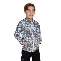 Gray And White Owl Pattern Kids  Windbreaker by GardenOfOphir