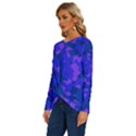 Cold Colorful Geometric Abstract Pattern Long Sleeve Crew Neck Pullover Top View2