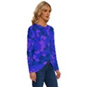 Cold Colorful Geometric Abstract Pattern Long Sleeve Crew Neck Pullover Top View3