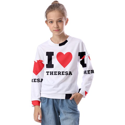 I Love Theresa Kids  Long Sleeve Tee With Frill  by ilovewhateva