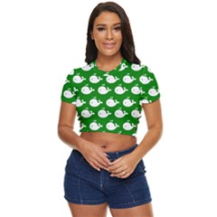 Cute Whale Illustration Pattern Side Button Cropped Tee by GardenOfOphir