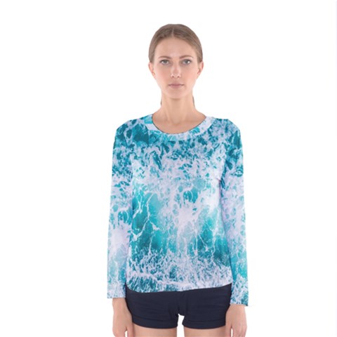 Tropical Blue Ocean Wave Women s Long Sleeve Tee by Jack14