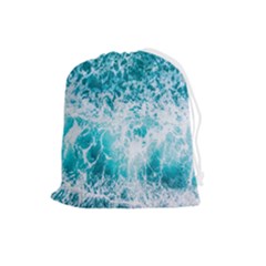 Tropical Blue Ocean Wave Drawstring Pouch (large) by Jack14