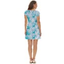 Tropical Blue Ocean Wave Short Sleeve Tiered Mini Dress View4