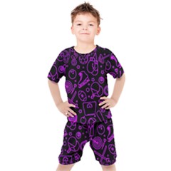 Telegram Pattern Art Patterns Kids  Tee And Shorts Set by Jancukart