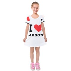 I Love Mason Kids  Short Sleeve Velvet Dress by ilovewhateva