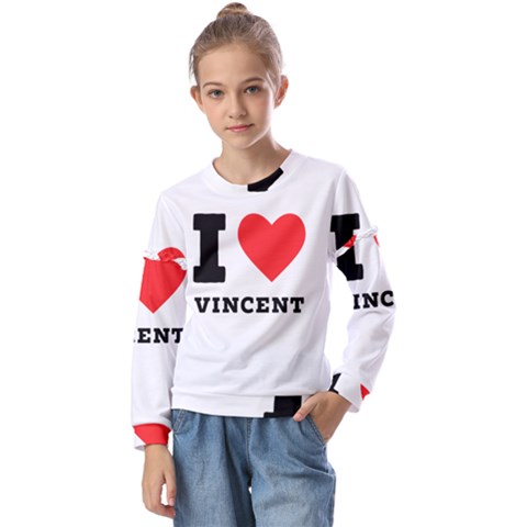 I Love Vincent  Kids  Long Sleeve Tee With Frill  by ilovewhateva